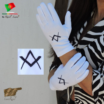 White Masonic Compass and Square Cotton Gloves, Reusable, Washable (SALGMACONCS2020)