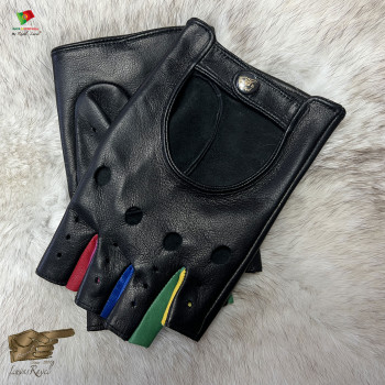 Men Leather Tricolor Driving Gloves (HCOTRIC2023)