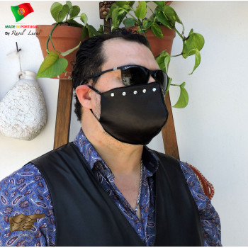 Leather Face Mask/Cover - Rivets- Breathable (Leather_Mask_3_2020)